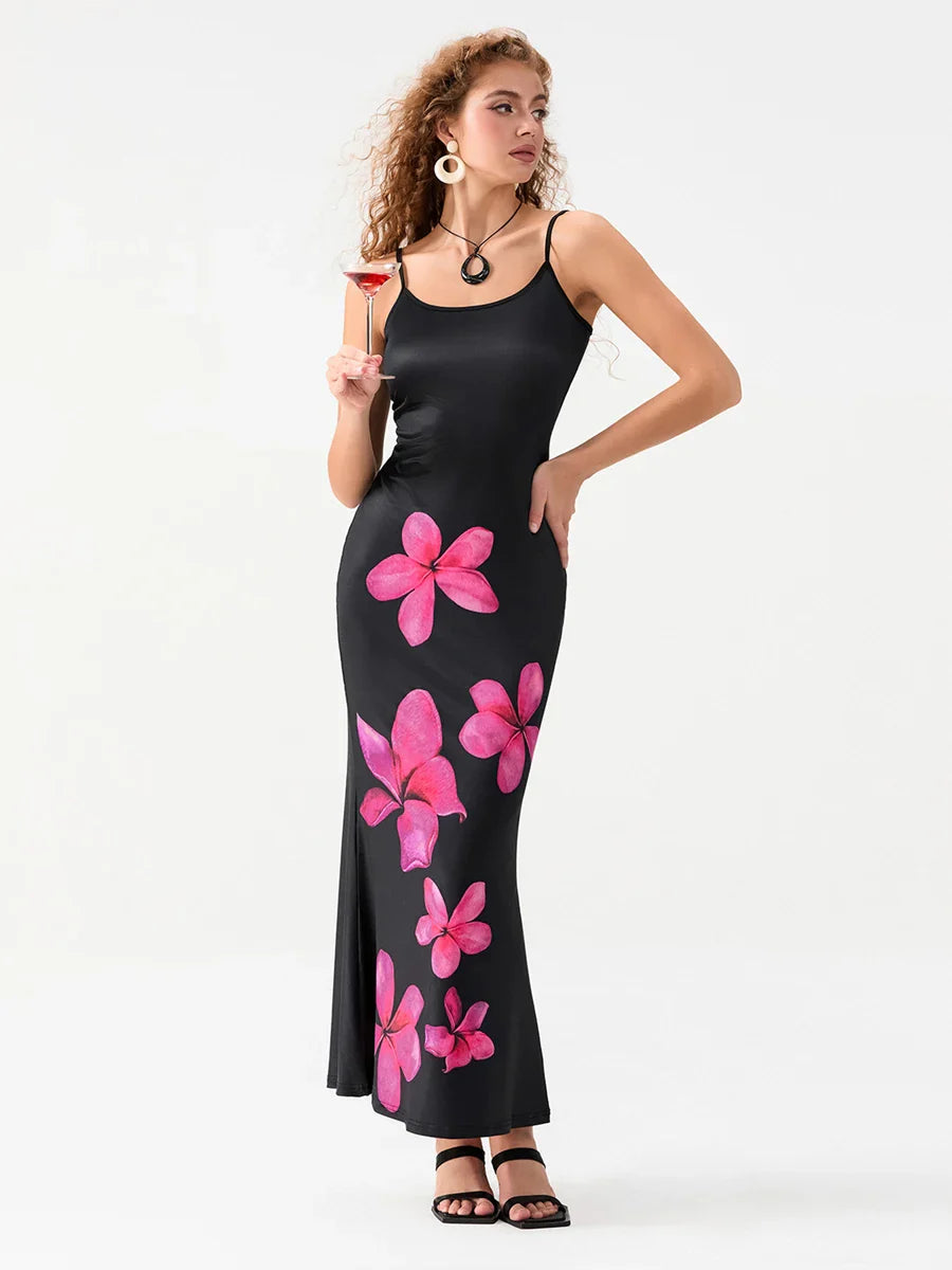 Floral Spaghetti Straps Sleeveless Slip Floral Dress