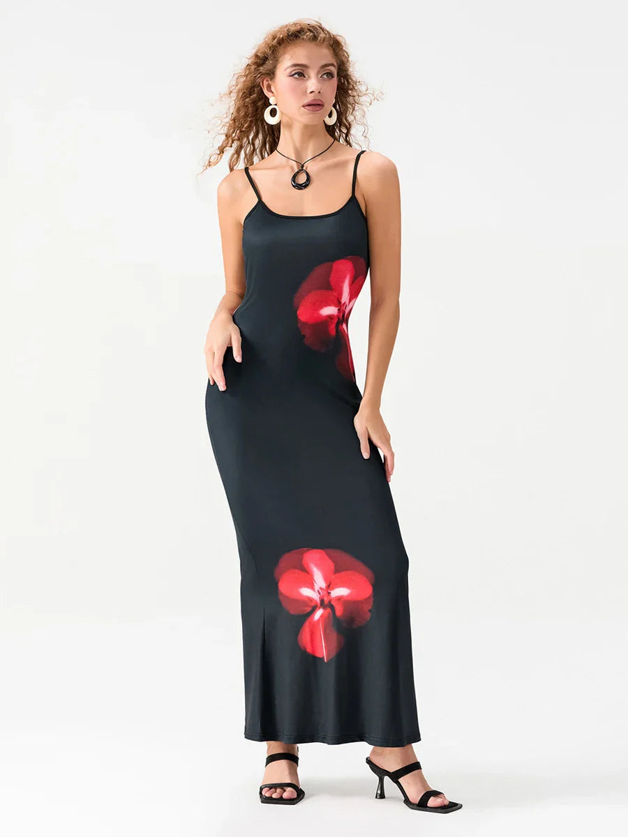 Floral Spaghetti Straps Sleeveless Slip Floral Dress