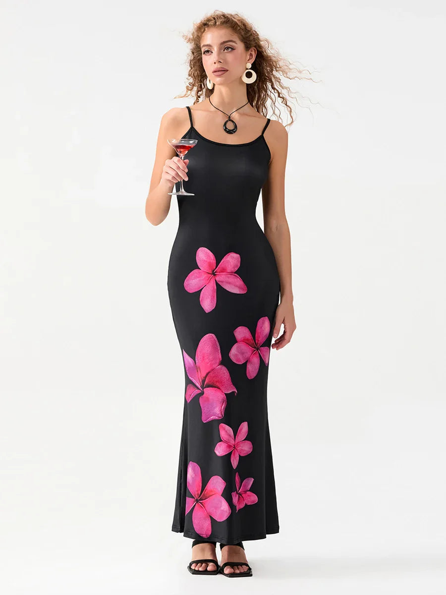 Floral Spaghetti Straps Sleeveless Slip Floral Dress