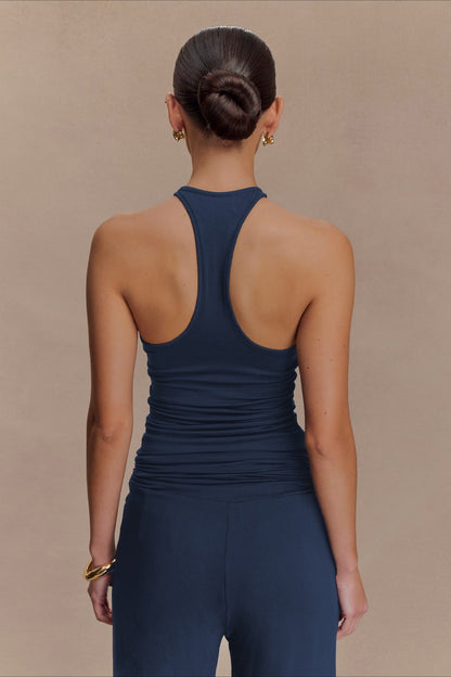 Metal Trim Halter Cutout Chic Tank Top