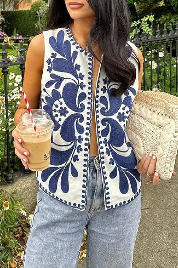 Sleeveless Embroidered Jacket