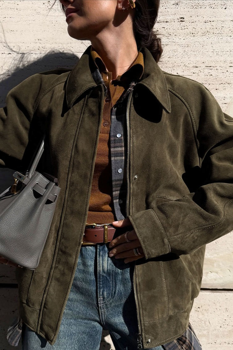 Zip Up Vintage Lapel Jacket