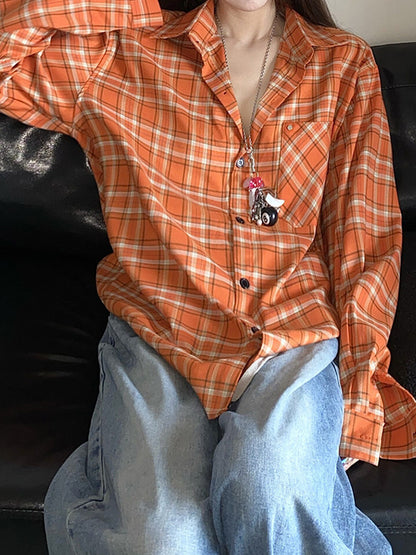 Street Plaid Long Sleeves Shirts