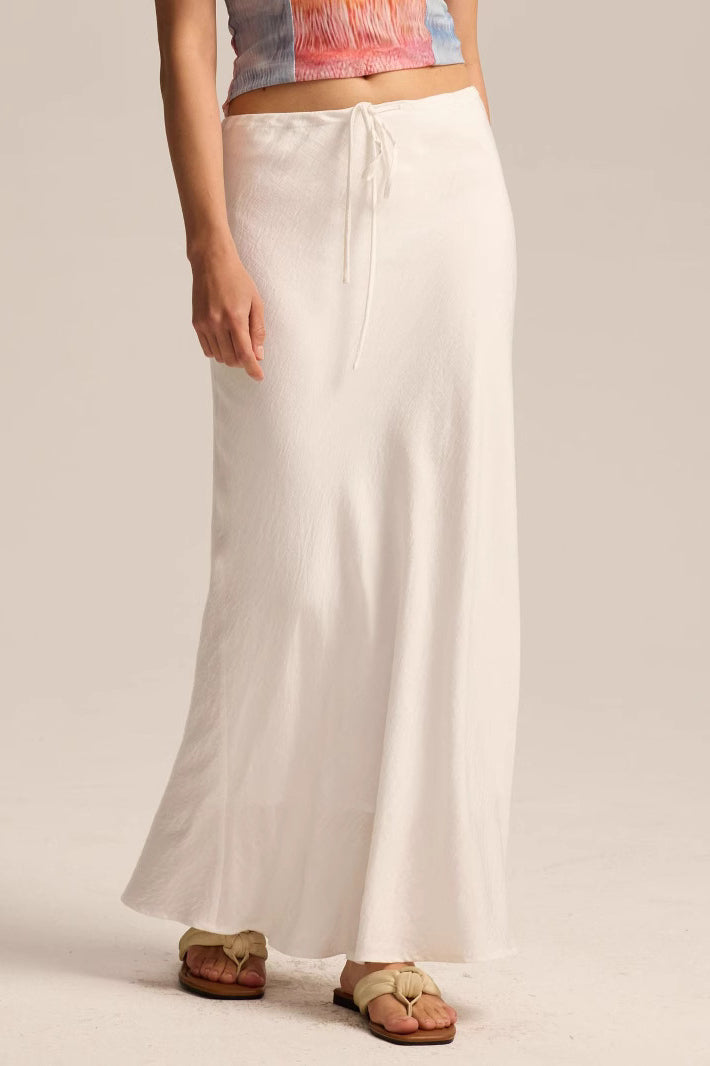 Drawstring High Waist Bodycon Midi Skirt