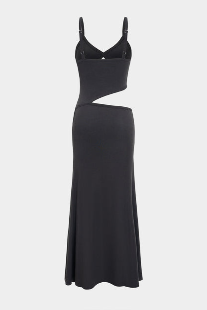 Cut Out V-Neck Patchwork Sleeveless Slip Maxi Dress