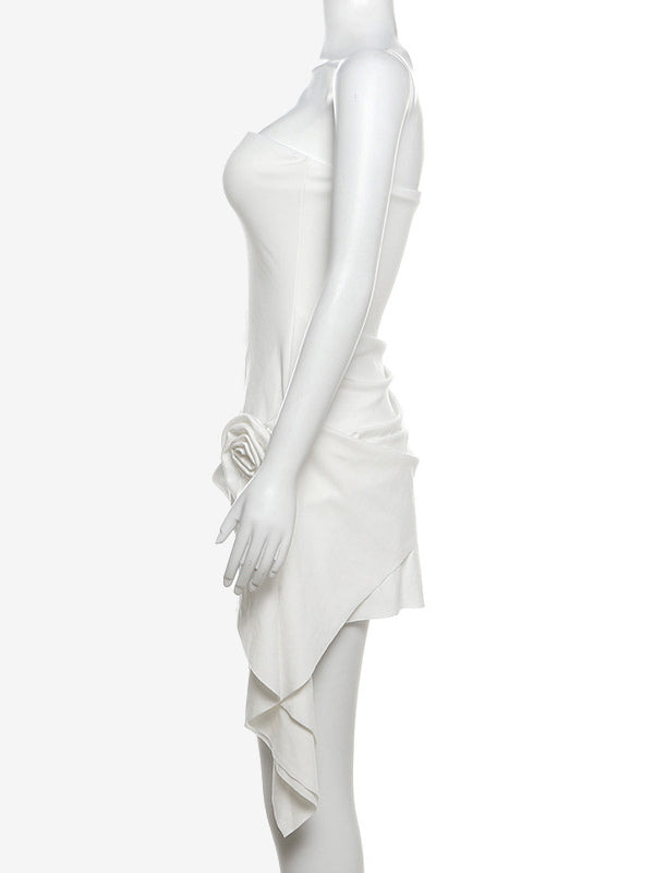 Party Dresses White Strapless Sleeveless Semi Formal Dress