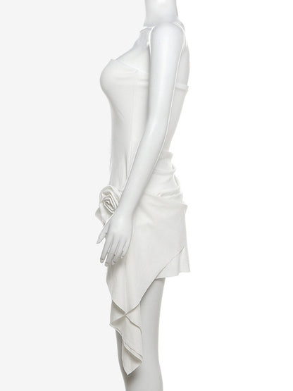 Party Dresses White Strapless Sleeveless Semi Formal Dress