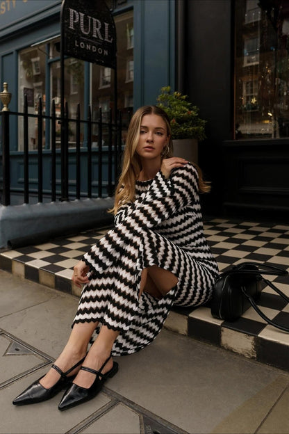 Colorblock Stripe Long Sleeve Maxi Dress