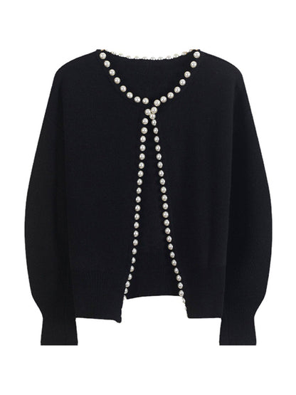 Vintage Pearl Trim Knit Cardigan