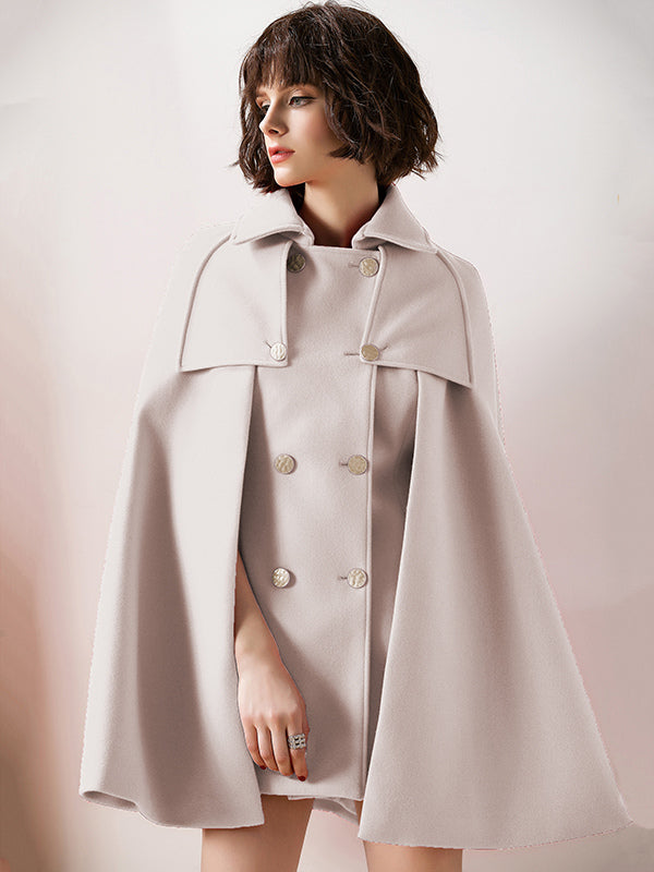 Women Burgundy Wool Blend Poncho Oversized Cape Coat Winter Outerwear 2026