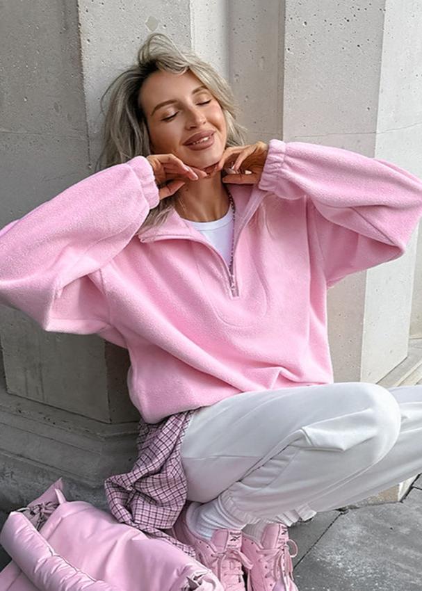 Cozy Pink Fleece Pullover - Casual Comfort