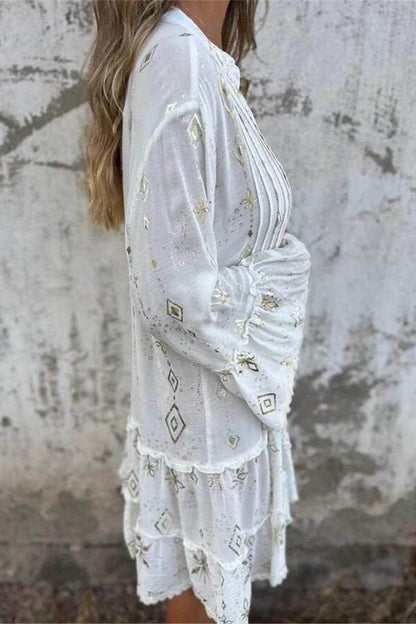 Fashionable Trumpet Lace Sleeve Hollow Dress
