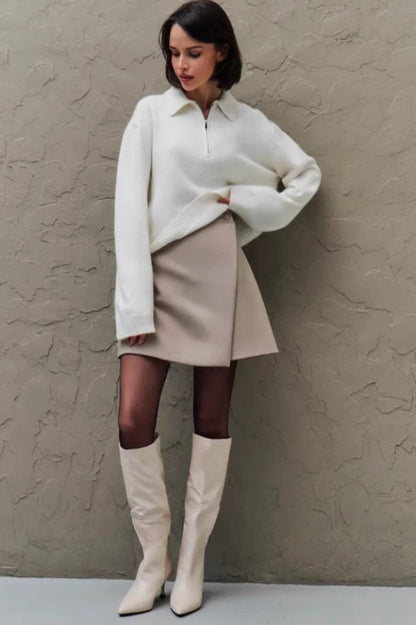 High Waist A Line Slit Skirt