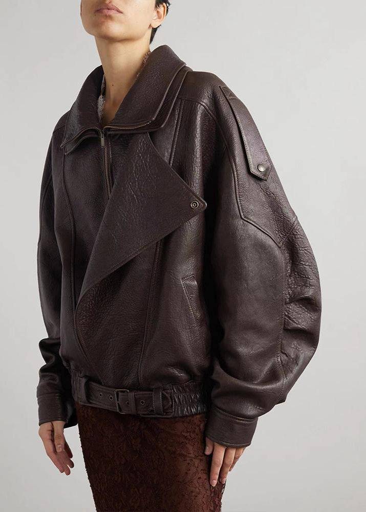 Oversized Leather Biker Jacket – Vintage-InspiRed Statement