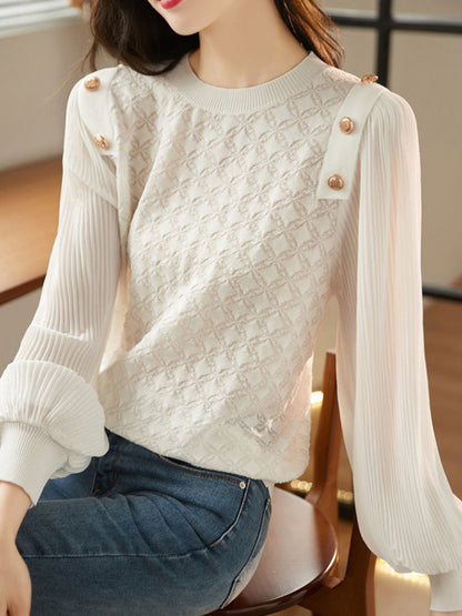 Alyssa Elegant Balloon Sleeve Knitted Blouse