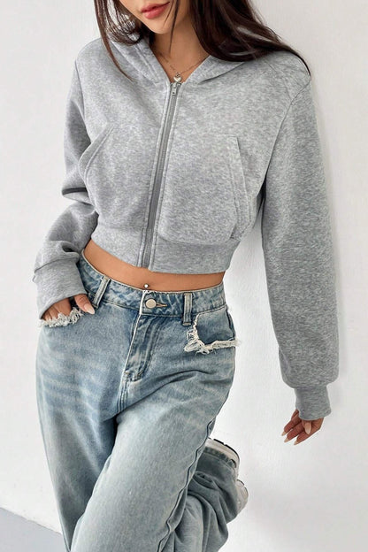 Short Zip Up Hoodie Coat