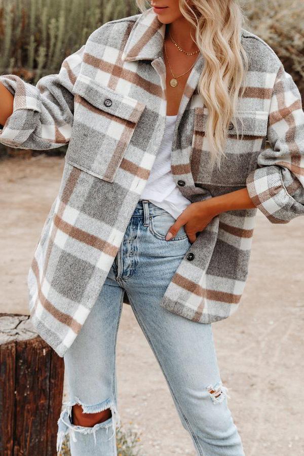 Plaid Pocketed Jacket