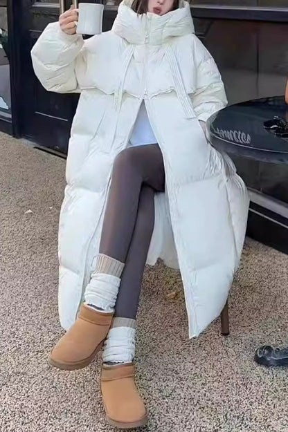 Trendy Long Hooded Puffer Jacket