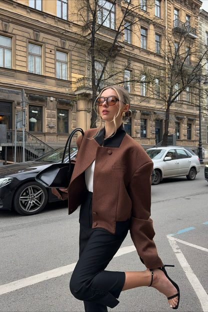 Padded Shoulder Solid Coat