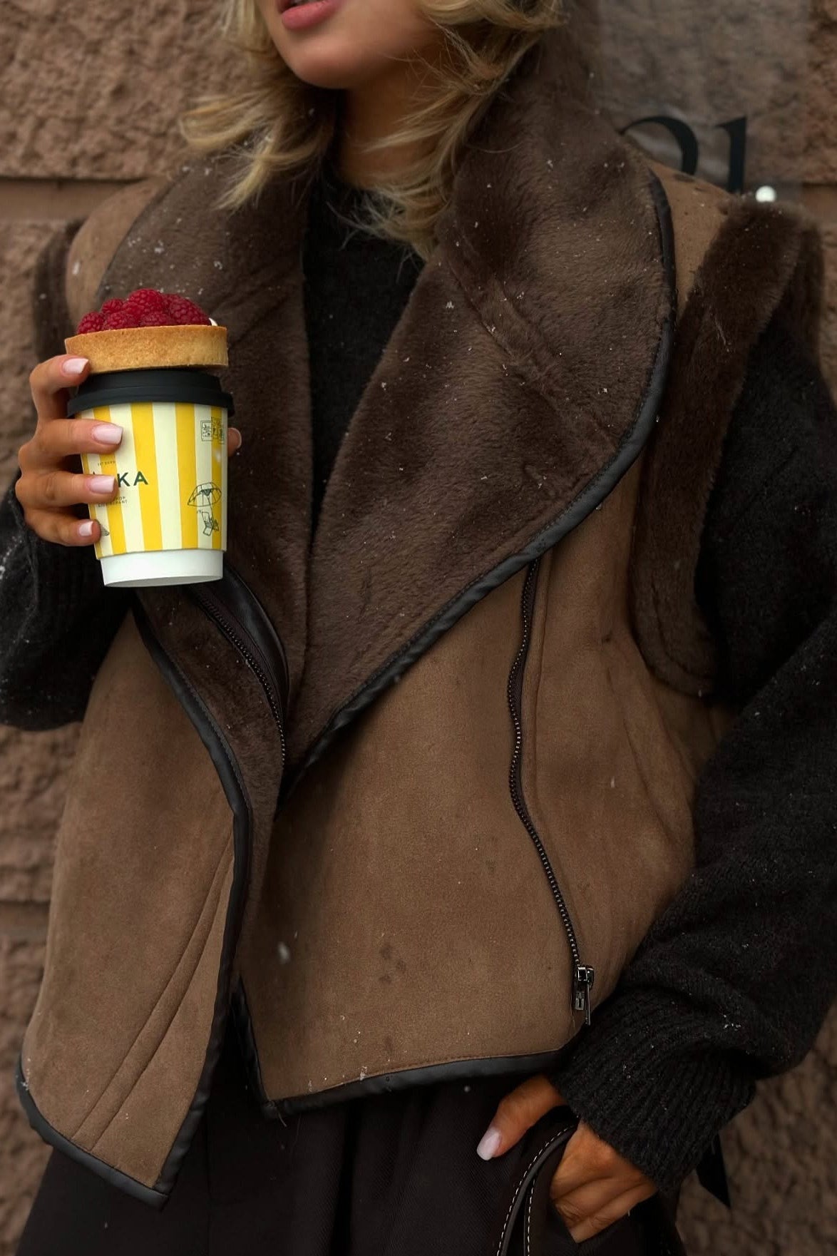 Brown Faux Fur Loose Fit Coat