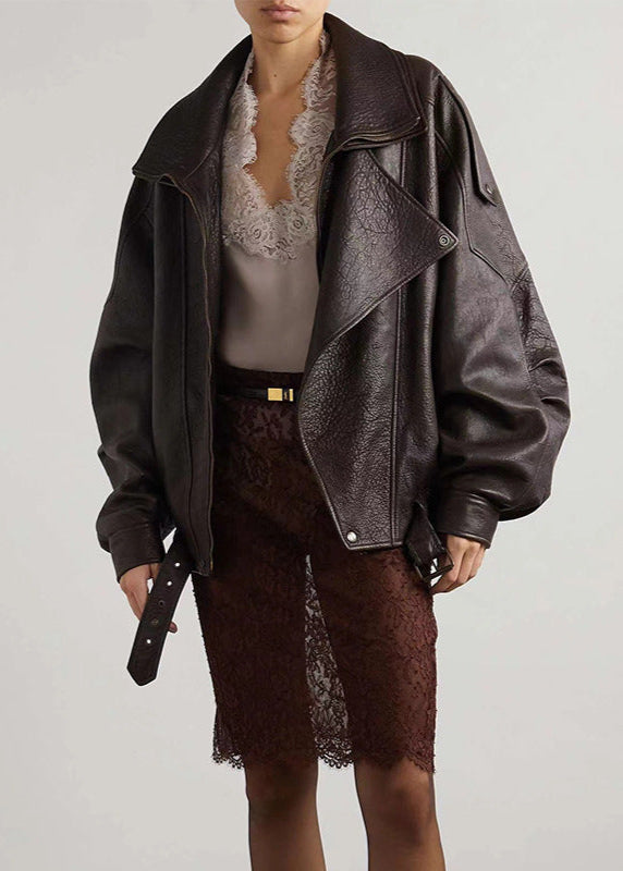 Oversized Leather Biker Jacket – Vintage-InspiRed Statement