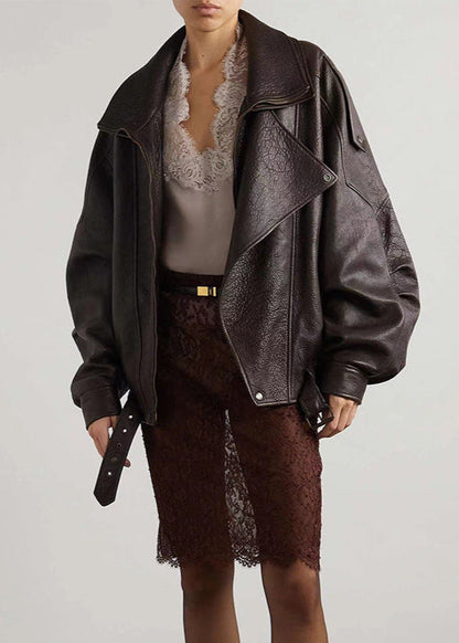 Oversized Leather Biker Jacket – Vintage-InspiRed Statement