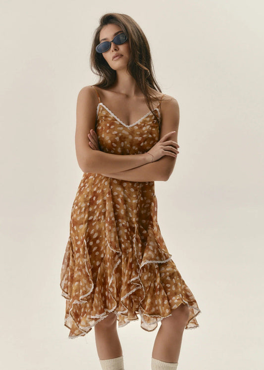 Ruffled Polka Dot Slip Dress