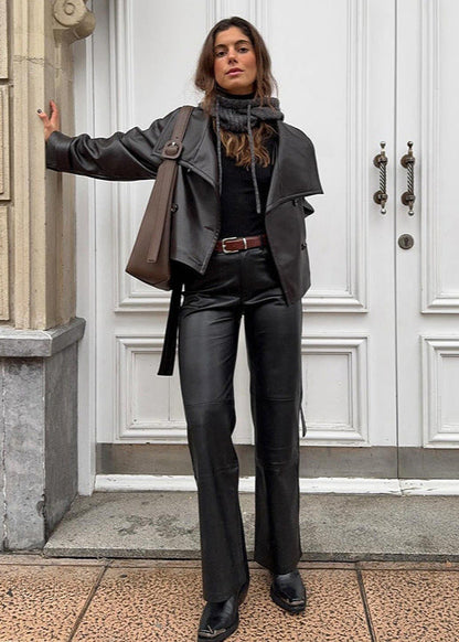 Cropped Faux Leather Jacket – Minimalist Biker Chic