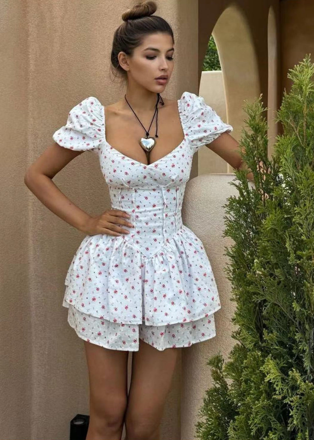 Amélie - Floral Puff Sleeve Mini Dress