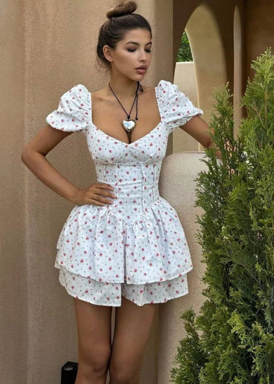 Amélie - Floral Puff Sleeve Mini Dress