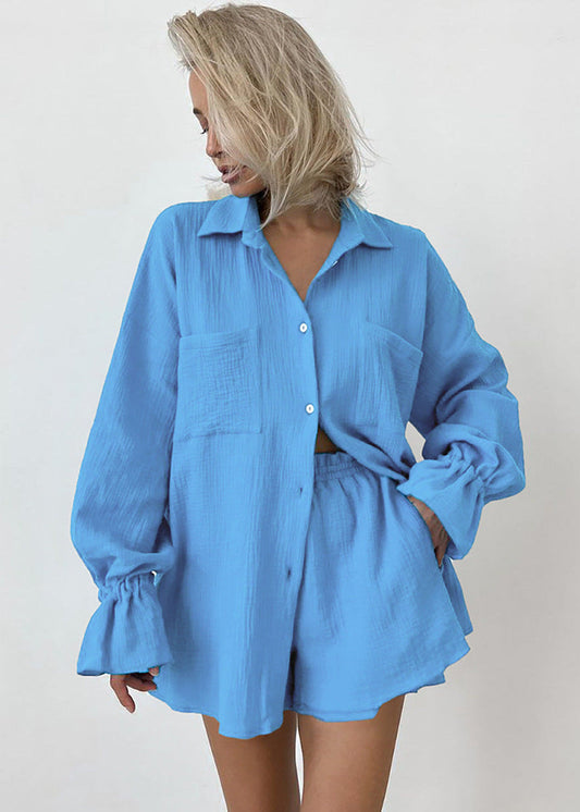 Breeze Cotton - Relaxed Two-Piece Shirt & Shorts Set