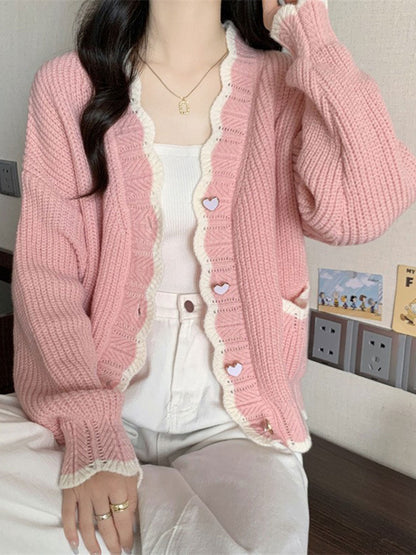 Gloria French Style Love Button Knitted Cardigan