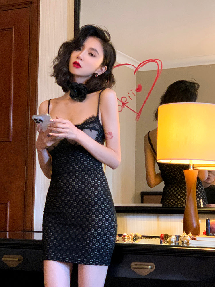Double-Layer Sheer Polka Dot Dress