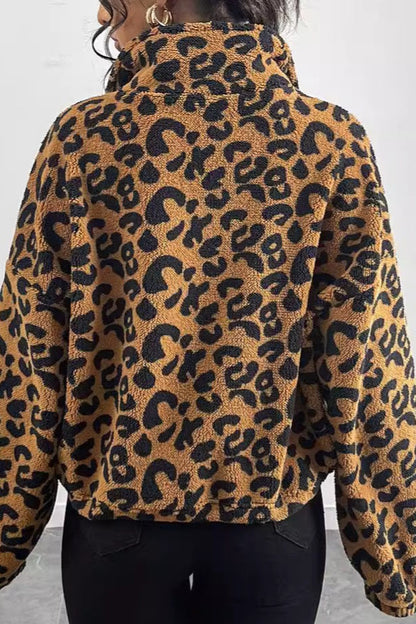 Cozy Leopard Print Fleece  Coat