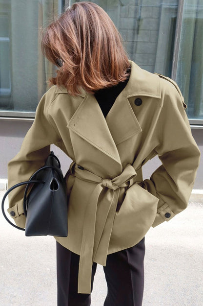Belted Collared Loose Fit Jacket