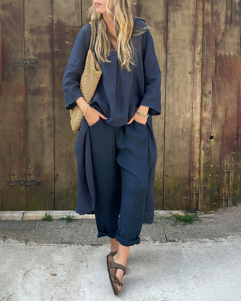 | Women’s Relaxed Long Tunic and Pant Set