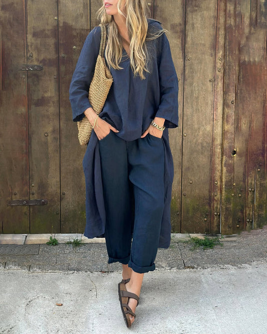 | Women’s Relaxed Long Tunic and Pant Set