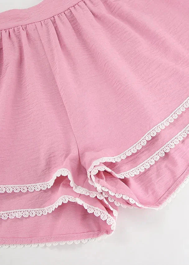 Ruffled Two-Piece Set with Lantern Sleeves