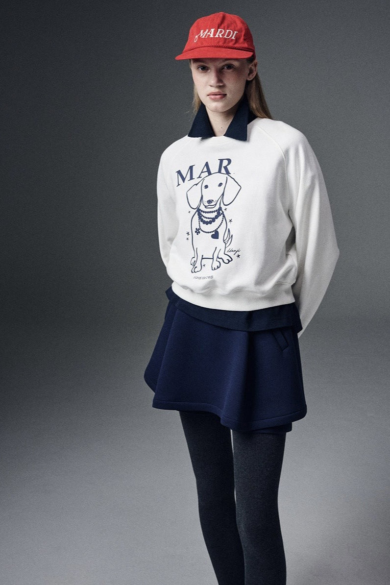 Rhinestone Dog Print Raglan Sweatshirt