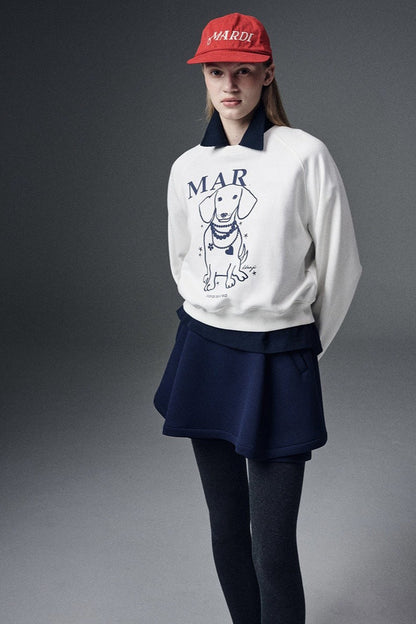 Rhinestone Dog Print Raglan Sweatshirt