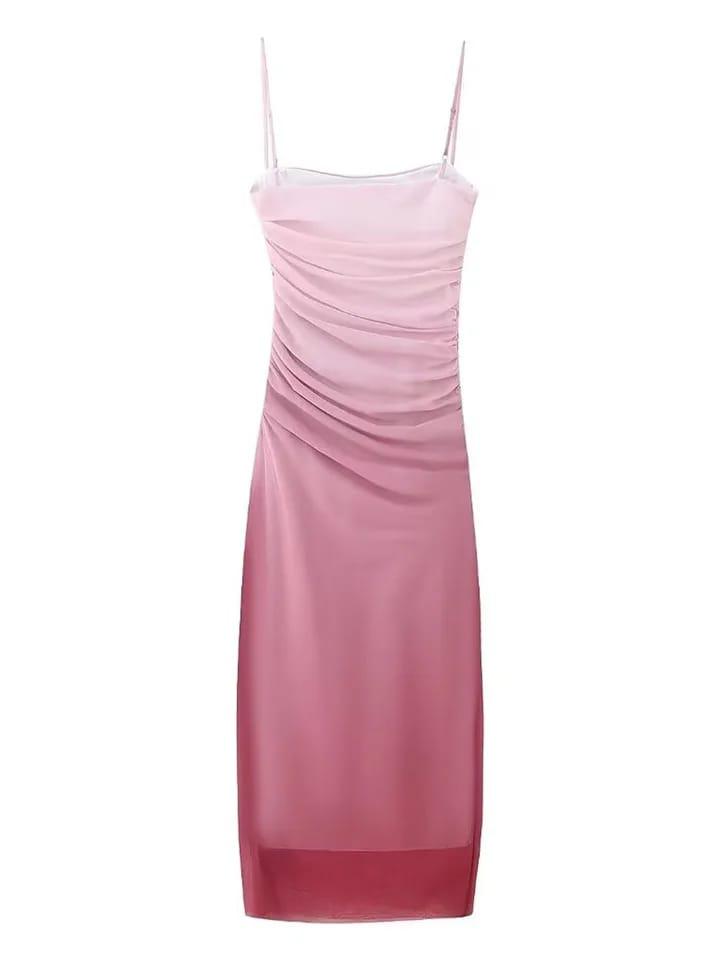 Luma Print Mesh Ruched Dress
