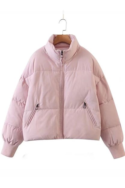 Stand Collar Zipper Pocket Thick Warm Cotton Jacket