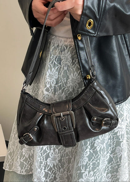 Marlette - Vintage Buckle Shoulder Bag in Coffee Brown