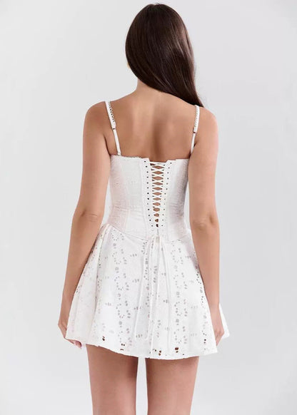 Celeste - Eyelet Corset Mini Dress
