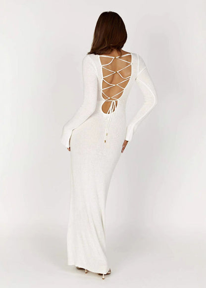 Evelyn - Open-Back Knit Maxi Dress