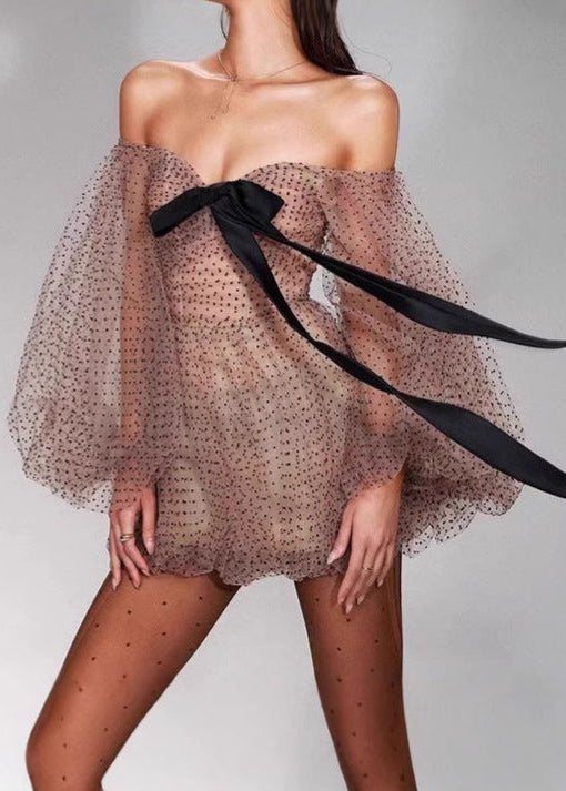 Colette - Off-Shoulder Sheer Tulle Mini Dress