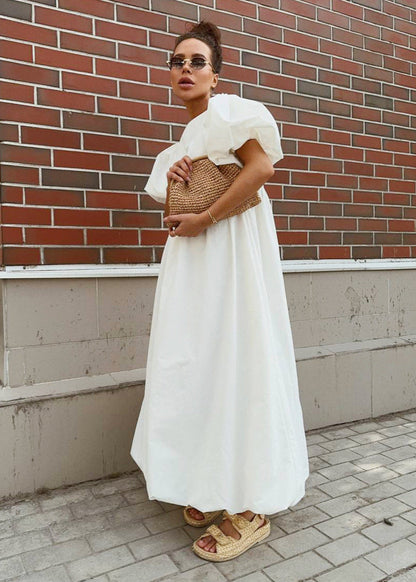 Puff-Sleeve Maxi Dress – Effortless Volume
