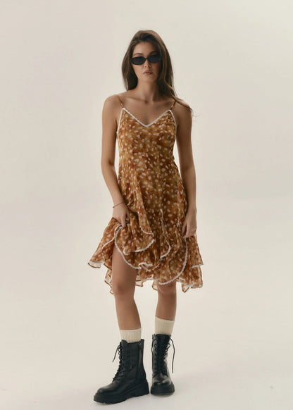 Ruffled Polka Dot Slip Dress