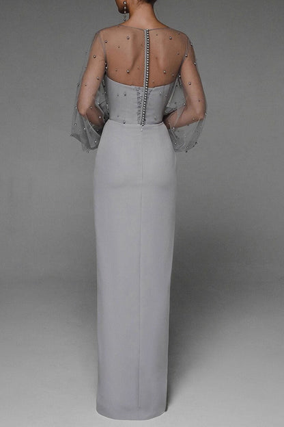 Retro Strapless Pearl Bodycon Wedding Dress