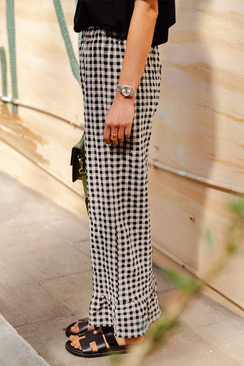 Y2K Plaid Print Wide Leg Pant